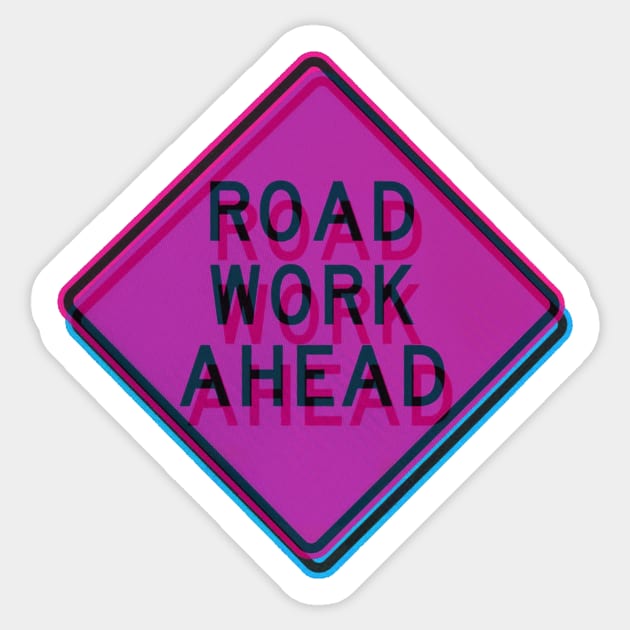 Road work ahead vaporwave Sticker by dumbvaporwave